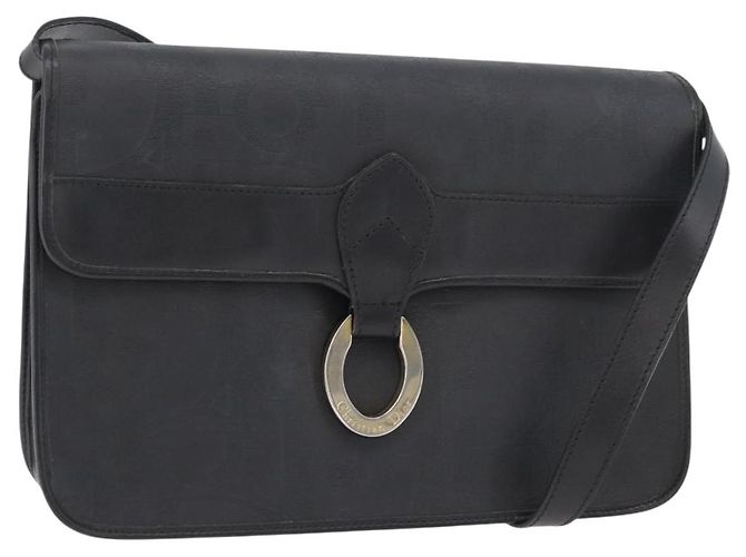 Borsa a Spalla Christian Dior Trotter Canvas PVC Nero Oro Auth 178171 D'oro