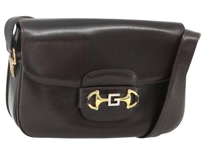 Borsa a Spalla GUCCI in Pelle Marrone Oro Auth ka4228A D'oro