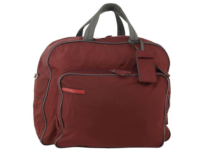 Bolso Boston PRADA Sports Nylon Burdeos Plata Auth ti3840