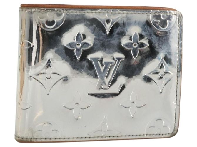 LOUIS VUITTON Cartera Mirror Portefeuille Slender Plata M80806 LV Auth 170546A