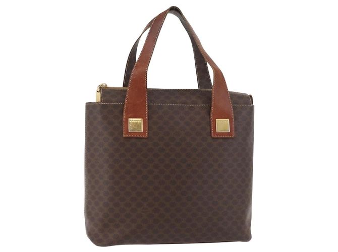 Céline Sac à main CELINE Macadam Canvas PVC Cuir Marron Or Auth 178960 Doré
