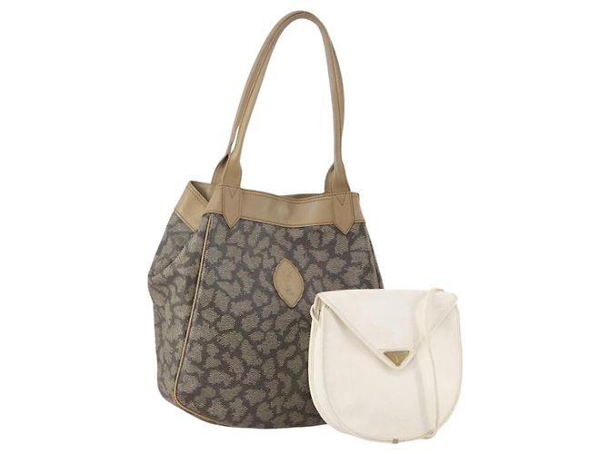 Bolsa de Ombro SAINT LAURENT em Couro 2 Set Beige White Auth bs34695 Branco Bege