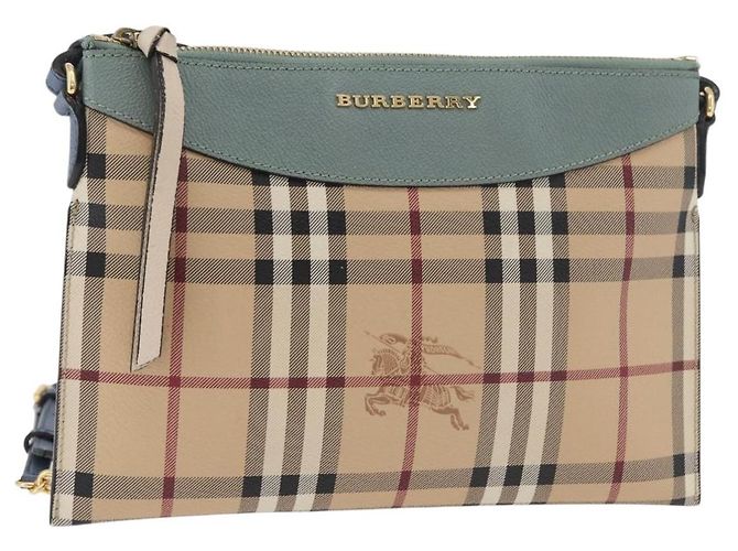 Borsa a tracolla BURBERRY Nova Check in PVC Beige Oro Auth 178990A D'oro
