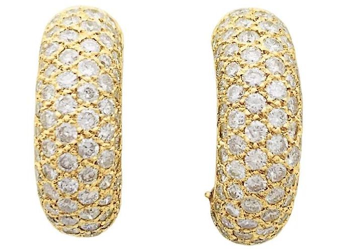 Autre Marque Orecchini a me mezza cerchio in oro giallo e diamanti