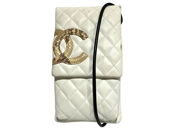 Bolsa de ombro Chanel Cambon Line em pele de cordeiro Branco