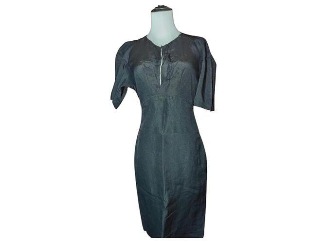 Prada schwarzes Leinenkleid