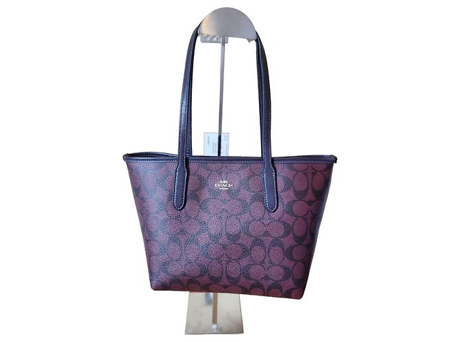 Coach Sac Cabas Signature Monogramme - Bordeaux Marron foncé