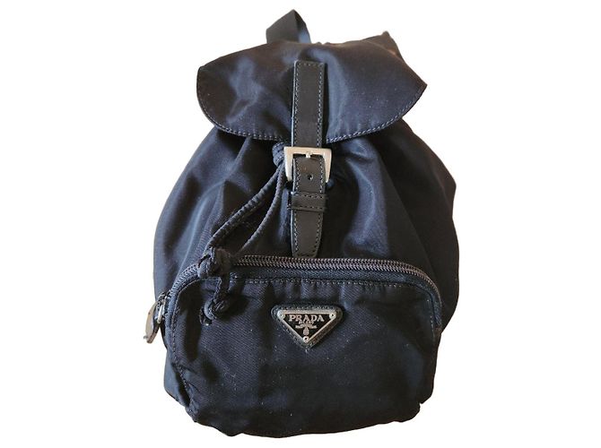 Prada Black Nylon Drawstring Backpack
