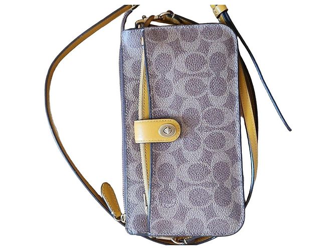 Coach Signature Monogram Crossbody Bag - Brown/Yellow