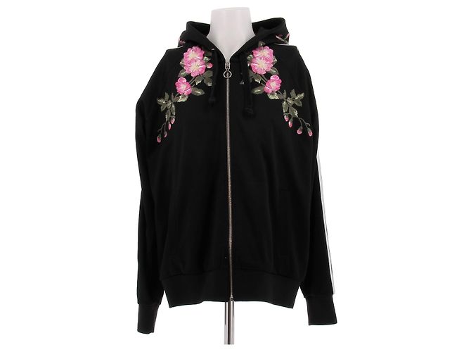 Gucci Sudadera negra con capucha bordada Negro