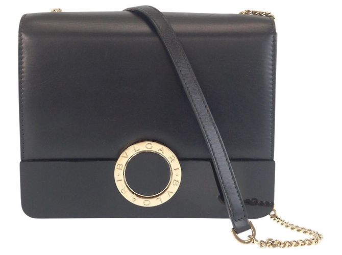 Bulgari Borsa a tracolla Bvlgari in pelle nera e catena in plastica Nero