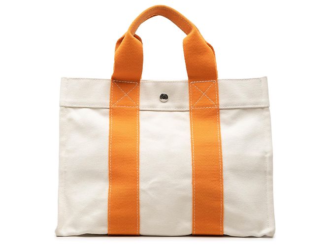Hermès White Toile Bora Bora PM Blanc