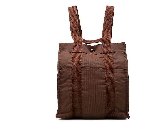 Hermès Brown Canvas Herline Backpack MM