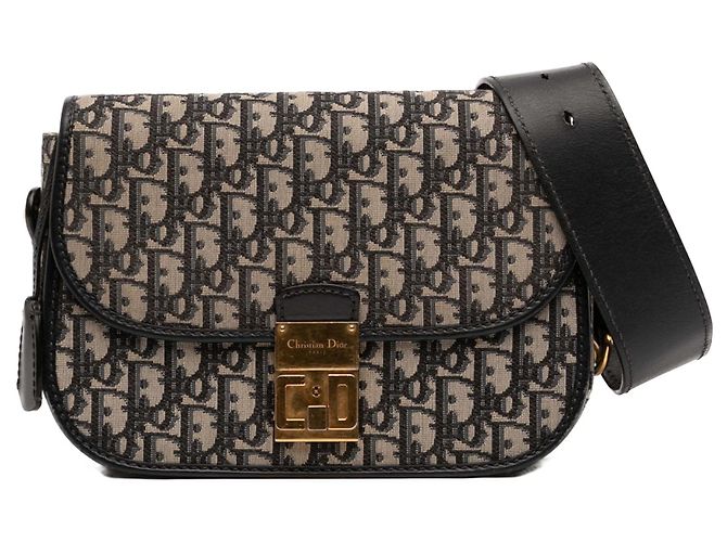 Bolso bandolera Dior Blue Oblique Canvas Flap Azul Azul marino