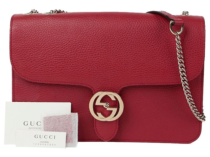 Gucci Interlocking Schultertasche Medium Rot