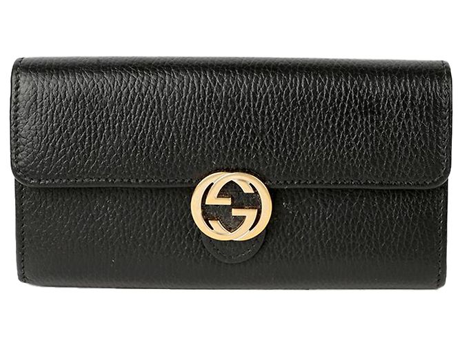 Gucci Interlocking Long Wallet Schwarz