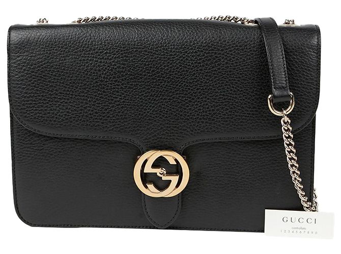 Gucci Interlocking Medium Schultertasche Schwarz