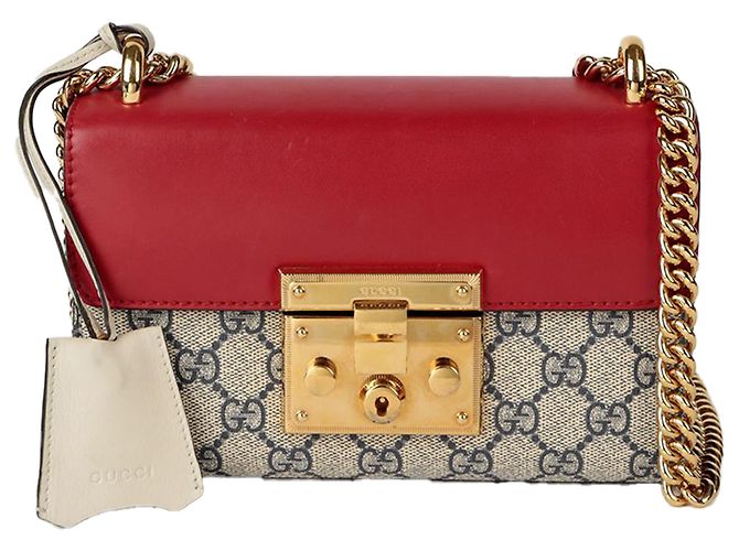 Gucci Bolsa de ombro e transversal pequena com corrente e fecho paddle Vermelho
