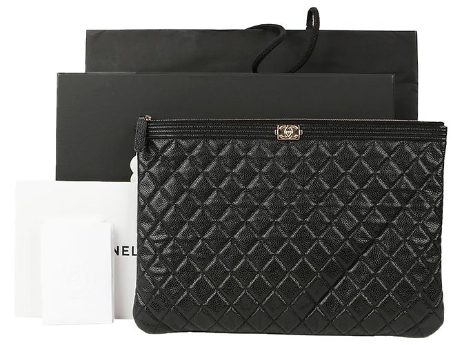 Chanel Pochette Large Boy Caviar Noir