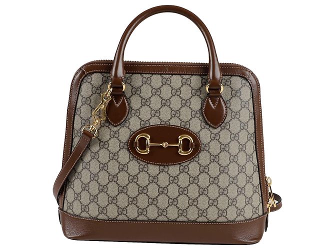 Gucci Horsebit Medium Tote Shoulder Bag Brown