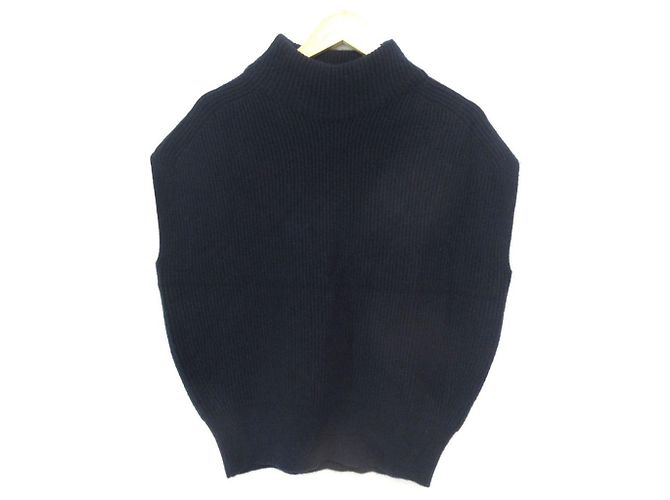 Autre Marque Suéter sem mangas de malha canelada 9G Drawer Azul Azul marinho