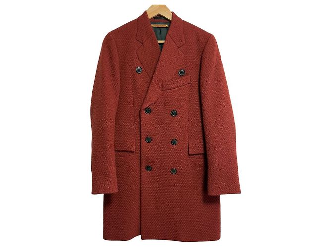 Paul Smith Double Breasted Wool Coat Brown Bronze