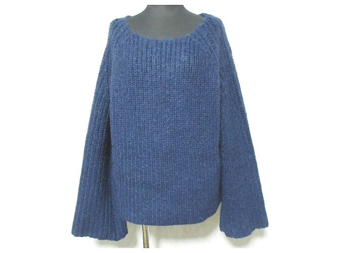 Autre Marque Kurzer Strickpullover aus Mohair-Mischung Liesse Blau Marineblau