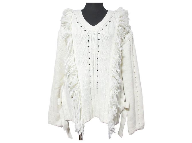 Autre Marque V-Ausschnitt Strickpullover mit Fransen von kei shirahata styling Weiß Aus weiß