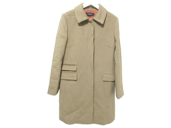 Schwarzer Wollmantel Paul Smith Beige Kamel