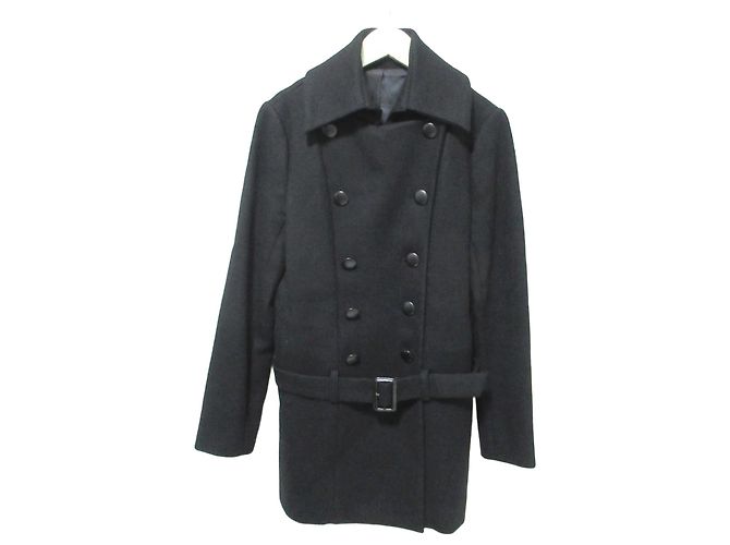 Theory Double-Breasted Belted Coat Black