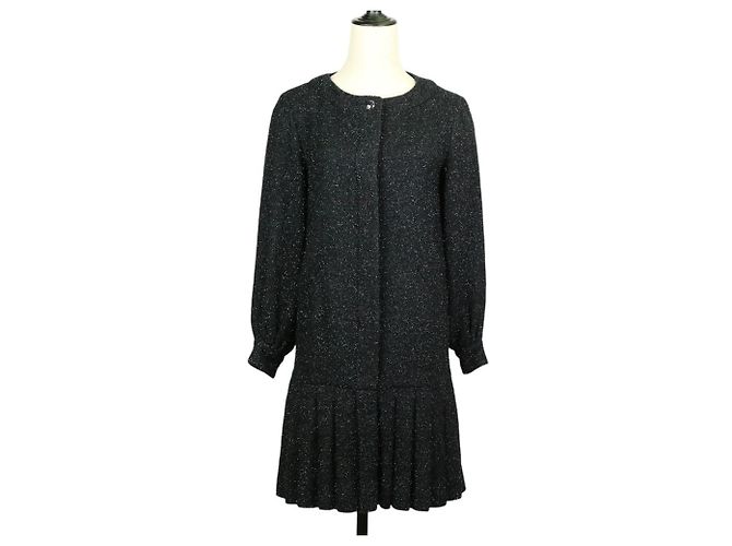 Timeless Chanel Shaggy Strickkleid Schwarz