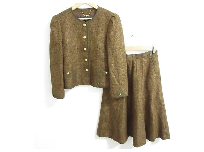 Autre Marque Conjunto de seda e lã Leilian Marrom