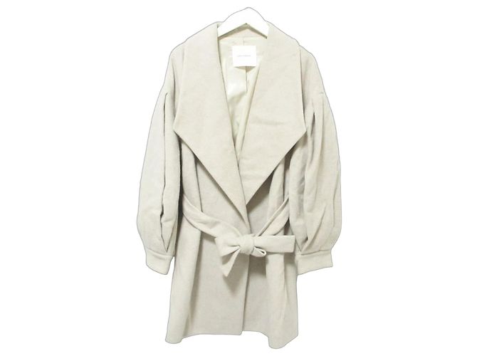 Autre Marque LAGUNAMOON Front Open Back Tack Volume Sleeve Wool Coat Beige