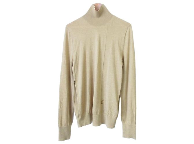 Burberry Strickpullover mit hohem Ausschnitt aus Kaschmir-Seiden-Mischung Bronze