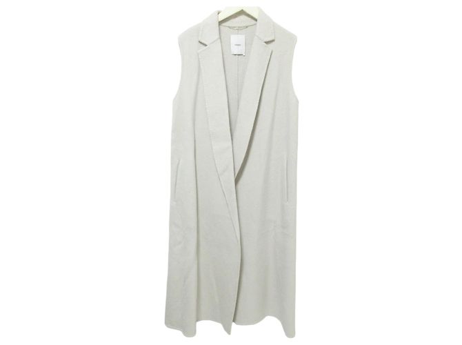 Autre Marque Chaleco largo de lana de doble cara ebure Wool River Beige