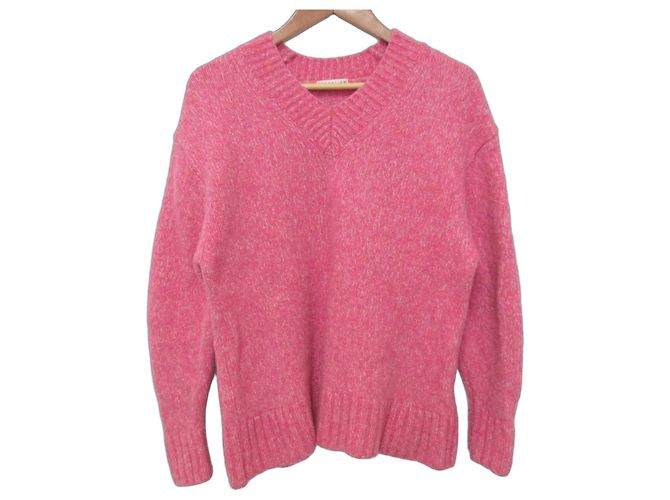 Autre Marque ESTNATION Mix Curve Sleeve V Neck Strickpullover Pink