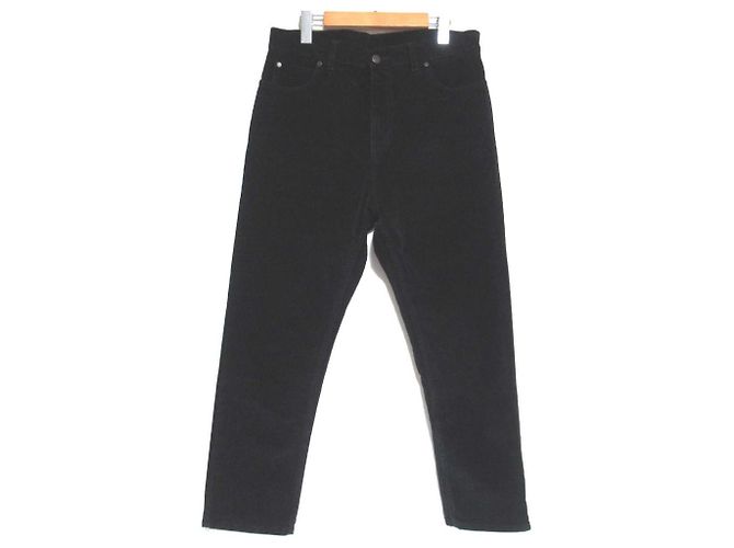 Stella Mc Cartney Pantalones rectos largos de algodón moleskine Stella McCartney Negro