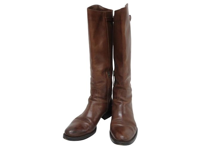 Autre Marque Botas largas de cuero Sartore Castaño