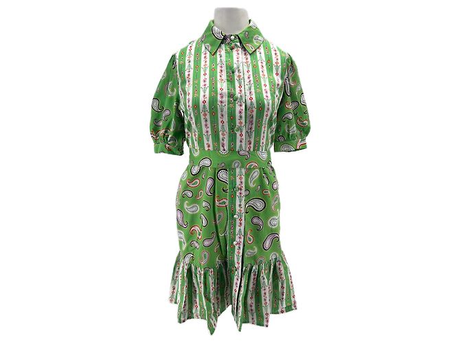 Autre Marque Vestido de algodón estampado verde Hayley Menzies