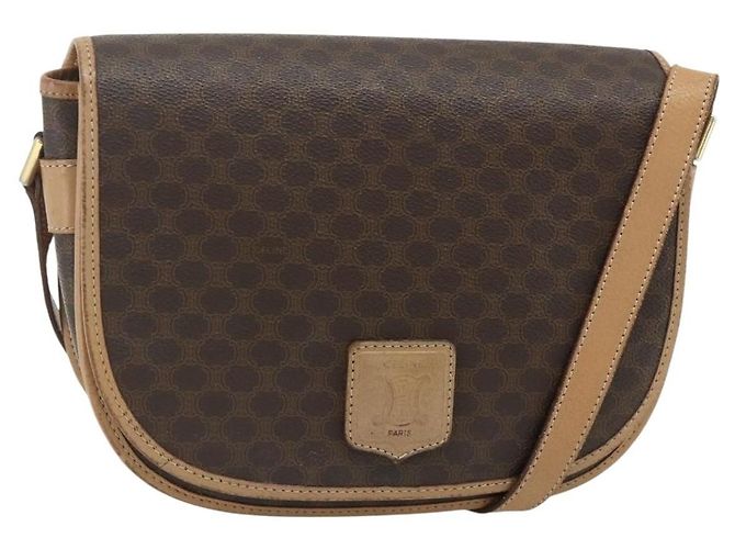Céline Celine Vintage Macadam Canvas and Leather Marrom