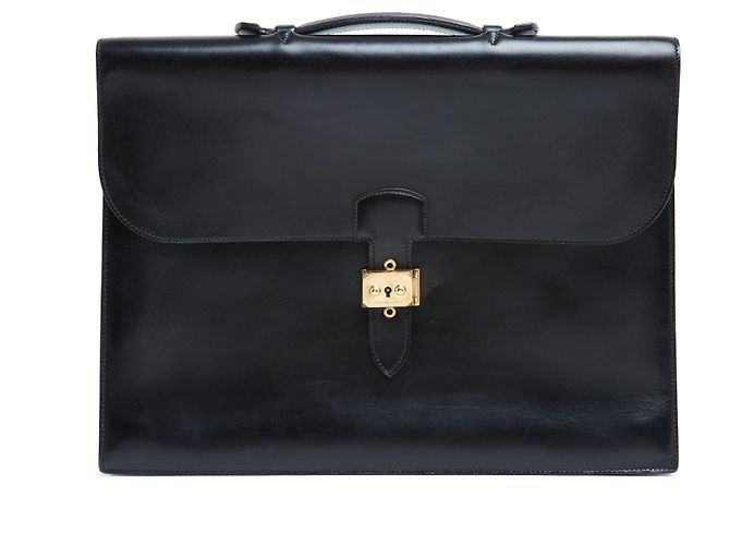 Hermès Sac à Dépêches 41 Black Box Leather Briefcase