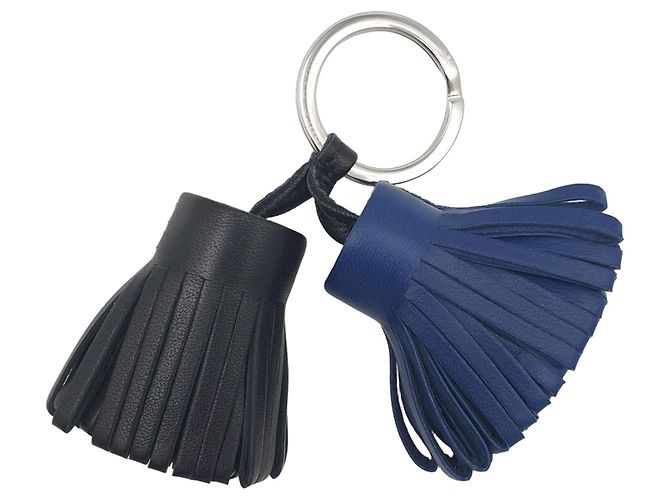 Hermès Chaveiro Carmen Uno-Dos Noir/Bleu Preto Azul Azul marinho Azul escuro