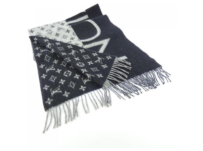 Cachecol de Cashmere Louis Vuitton LV Split M70924 Marrom Preto
