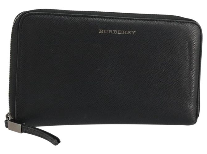 Cartera larga BURBERRY de cuero negro Auth bs35104