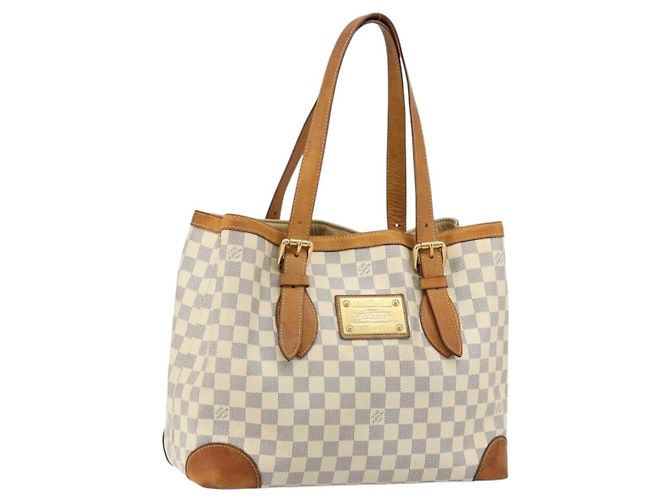 LOUIS VUITTON Bolsa Tote Hampstead MM Damier Azur N51206 LV Auth ep14515