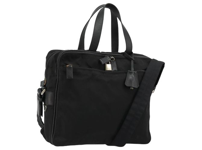 Borsa PRADA Nylon 2way Nera Argento Auth bs34745 Nero