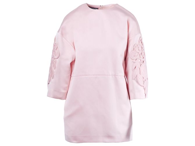 Rochas Rosa strukturiertes Mini-Kleid mit Blumenstickerei