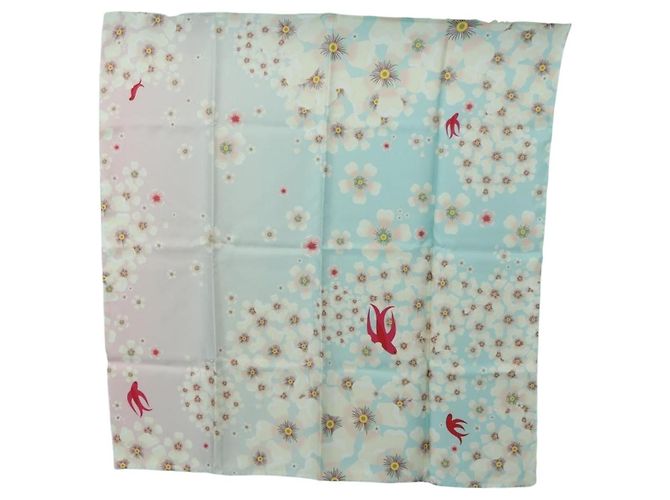 Van Cleef & Arpels Scarf Silk Light Blue Auth am11617M 