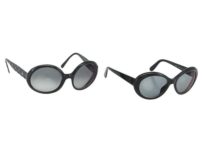 Occhiali da sole CHANEL plastica 2 Set Black CC Auth am11573 Nero