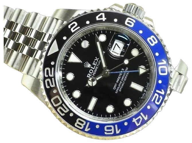 ROLEX GMT MasterII blau-schwarze Lünette Ref.126710BLNR Jubilee Armband Herren Silber